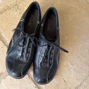 Clarks Black Leather Casual Shoes